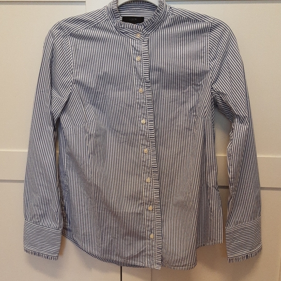 Jcrew stripped button up shirt with ruffles - Picture 1 of 1